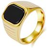 Grewod Anello Uomo Acciaio Inossidabile Grosso con Pietra Nera Misura 30, Oro, 16mm, Gioielli Anelli