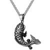 HIJONES Uomo Acciaio Inossidabile Koi Pesce Ciondolo Collana Carpa Cinese Amuleto Ciondolo Fortunato Ciondolo d'Argento con Catena