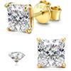 SLLAISS Orecchini Moissanite Argento 925 Uomo Ipoallergenici Oro Placcato 16K 4 mm Moissanite D Color VVS1 Taglio Principessa Brillante Solitario Orecchini Simulato Diamante Brillantino