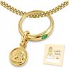 CLEVER SCHMUCK Collana per battesimo in oro con angelo custode, anello per battesimo verde, con catena a maglia barbazzale, 36 cm, in argento sterling 925, con custodia per battesimo