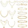 TYXHXTF 18 Pcs Parure Gioielli Donna Set di Gioielli Oro con Collana Bracciale Donna, Choker e Collane Estive Eleganti in Oro Collana Dorata Set Bracciali e Bigiotteria