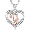 INFUSEU Collana Lettera Y, Ciondolo Cuore Con Oro Rosa Iniziale Lettera Gioielli Cubic Zirconia CZ Alfabeto Catenina Idee Regalo X Lei