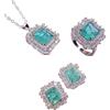 Sumpgle Classico simulato Paraiba pietra preziosa gioielli set regalo elegante per le donne scatola di gioielli di lusso