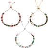 GOMAKERER 3 bracciali da tennis regolabili in 3 colori, per donna arcobaleno, con zirconi, rettangolari, idea regalo per donne