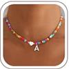 SLOONG Collana di perle con lettere colorate per ragazze, donne, bambini, idea regalo per adolescenti, ragazze, fatta a mano, boho perline con lettere, collana con nome personalizzata, idea regalo
