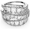 Swarovski Anello Hyperbola, Taglio Misto, Trasparente, Finitura Rodio, Zircone Cubico, Taglia US 9/EU 60