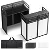 CAHAYA Mobile DJ Booth Stand - Tavolo da DJ pieghevole con doppio ripiano per laptop e controller, regolabile in altezza, nero e bianco, borsa per il trasporto, aperture per cavi, 103,5 x 50 cm