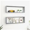 Tonture Scaffale da parete, 2 pezzi, grigio Sonoma, 80 x 15 x 26,5 cm, mensola sospesa, mensola da parete, mensola sospesa per libri, decorazione per soggiorno, cucina, ufficio, salvaspazio