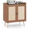 COSTWAY Mobile da Cucina in Polyrattan a 2 Ante, 67 x 38 x 77 cm (Marrone)