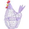 Generic Cesto portauova a forma di gallina, pratico portauova, stabile contenitore per uova di Pasqua, in filo di ferro, da scrivania, viola