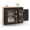 IDMarket - Cassettiera bassa da 110 cm ALTO con contenitori effetto faggio e nero