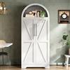 DACHETOU 165 × 70 × 40 cm di altezza, armadietto curvo, mobiletto per vino, vetrina con ripiano sopra la porta e parte superiore aperta, bianco, adatto per cucina, sala da pranzo, soggiorno e camera