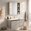 FUTURE HOME Mobile bagno sospeso 80 cm Camelia in alluminio con lavabo in ceramica e specchio contenitore - Design moderno, resistente all'umidità