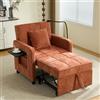 SACOOL Poltrona letto 2 in 1, divano letto singolo, poltrona in ciniglia (con cuscini e tasche laterali), con un piccolo tavolino su un lato e una tasca portaoggetti sull'altro lato, comple