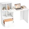 HOMCOM Scrivania per computer con libreria 126x50x109cm Bianco