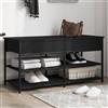 LLEZKBR Mobili select-Scarpiera Panca Nero 100x42.5x50 cm Legno Ingegnerizzato