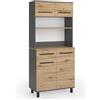 Vicco Buffet da cucina Pure, Rovere artigianale/Antracite, 80.2 x 177 cm | con ripiani regolabili in altezza per una conservazione flessibile