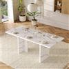 Kebnor Tavolo da pranzo allungabile, 140/180 x 80 cm, adatto per 6-8 persone, forma rettangolare, tavolo ispessito, stile semplice, tavolo per sala da pranzo, cucina, soggiorno (marmo bianco)