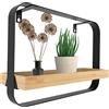 Gadgy Mensole Da Muro In Metallo Di Bambù Rettangolare| Scaffale Parete In Legno | Accessori Da Soggiorno Per La Camera Da Letto O La Cucina | 39 x 26,5 x 10 cm