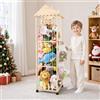 Cepolawa Porta Peluche in Legno Massello, Contenitore per Peluche con Ruote Frenate a 360°, 147x46x46CM per le Camere dei Bambini,Mobili per la Cameretta dei Bambini(Camino)
