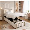 CXHLXYR Letto Imbottito 90x200cm con idraulico,Letto singolo con LED e USB Velluto | Letto Baule 90x200 con Contenitore,Letto Matrimoniale con Sommier a Doghe e testiera, Letto per Adolescenti Senza Materasso