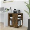 ShCuShan Armadietto con Ruote Rovere Fumo 60x53x72 cm Legno Multistrato,Carrello Porta Stampante, Mobiletto con Ruote, Supporto per Stampante in Legno, Classificatore per Documenti per Studio, Ufficio