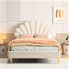 FOERPL Letto 140x200 cm Imbottito in Velluto Letto Ragazza con Testiera a Forma di Fiore, Struttura Letto matrimoniale con rete a doghe e Spazio Sotto il Letto, per adolescenti adulti