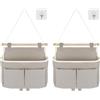 Prmape 2 sacchetti portaoggetti sospesi, colore grigio, ad alta capacità, assemblabili, 3 scomparti con gancio adesivo, organizer da appendere per casa, scuola, ufficio, negozio, camper, tenda
