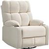 HOMCOM Poltrona Relax Reclinabile Manuale 135° con Poggiapiedi Beige