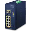 PLANET Switch di rete PLANET IP30 Ind 8-P 10/100/1000T Non gestito Gigabit Ethernet (10/100/1000) Supporto Power over (PoE) Blu [IGS-1020PTF]