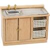 Generic Mobili in Miniatura per Casa delle Bambole, Tavolo da Cucina in Legno in Scala 1:12 con Cestini, per Accessori per Casa delle Bambole