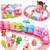 Yicenscoltd Trenino elettrico per bambini 1-3 anni, giocattolo educativo Montessori per abbinare e ordinare, regalo di Natale o compleanno per bambini e bambine (Rosa)