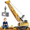 Cheffery 1:16 Gru Giocattolo per Bambini, 12 Canali Gru Telecomandata con Luci Effetti Sonori Spray, Grande Veicoli da Cantiere Grus RC Modello Regali per Bambini 6+ anni (Giallo)
