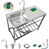 YYDPSHH Catering Lavello In Acciaio Inox Giardino da Esterno Lavando Lavello Cucina Commerciale Con Scarico E Rubinetto, Lavabo di Utilità Per Ristorante, Garage, Lavanderia(100x50xH75cm)