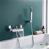 Homelody Rubinetto per Vasca a Cascata a Parete con Doccetta Rubinetto Miscelatore Bagno Parete Rubinetto Bagno Muro Rubinetto Doccia, Ottone Cromo