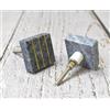 ARTISNO Pomello Quadrato in Marmo e Ottone, Pomello Moderno per Armadio, Hardware Decorativo, Hardware per Mobili, Maniglie per Armadio, Maniglia per Comò (Grigio), Set di 6