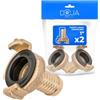 DOJA Barcelona Raccordo Rapido Sistema Geka Ottone DOJA Barcelona - Pack 2-1 - Connettore per Tubo Giardino, Chiusura Sicura, Resistente, Compatibile Sistema GEKA, Adattatore Flusso Acqua, Ideale Irrigazione