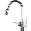 ZPSPZ Rubinetto Cucina con Attacco Lavastoviglie Estraibile Ruotare Acqua Fredda e Calda Doppia Maniglia Rubinetto da Cucina Ottone-Cromato