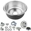 XUANYU Lavello da cucina da incasso in acciaio inox, forma rotonda, 1 vassoio 41 × 41 × 18 cm, con sifone e piletta