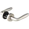 Aperit 49.342.06 - Maniglia per porta modello CESENA, coppia di maniglie in acciaio inox con molla di tenuta su rosette, 52 mm, acciaio inox 304 opaco spazzolato