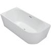 Aqua Uno Aquauno, vasca angolare indipendente sinistra 170 x 80 cm, ovale in acrilico sanitario di alta qualità, vasca da bagno in acrilico con scarico click, troppopieno, copertura, scarico e telaio in