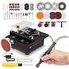 RATSTONE Mini Sega Circolare da Tavolo, Mini Sega da Tavolo Multifunzione Potenza 100W, 0~16mm Altezza di Taglio Regolabile, 7 Velocità Regolabile, Taglio 0-90°, Per Fai da Te, Legno, Acrilico e Taglio Pcb