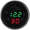 Yosoo Voltmetro Termometro, Yosoo Auto Camion 3in1 Dual LED Display Digitale Voltmetro Termometro Accendisigari Caricabatteria da Auto USB per Camion a Led Accendisigari Accendisigari USB(Verde+rosso)
