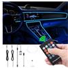 QAUBEN USB Auto illuminazione ambientale fibra ottica 8 colori musica suono attivo con RF telecomando auto decorativo kit di illuminazione dell'atmosfera DC 12V 1W 3m