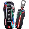 HIBEYO Custodia per chiave auto, adatta per Porsche Cayenne Panamera 911 992 Taycan 718 macan Carrera Boxster, custodia per chiavi notturna, 4 tasti, nero
