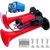 PLLYPE Clacson ad Aria 12V, 600 DB, Kit Trombe Doppio per Auto, Camion, Barche, Rosso