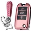 KUNIO Custodia portachiavi adatta per MG MG3 MG5 MG6 MG7 ZS GT GS 350 360 750 W5 adatto per Roewe RX5 TPU cover portachiavi portachiavi 3 tasti, A rosa., 3 Tasten