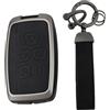 KUNIO Custodia per chiave Discovery Sport Freelander 2 per Range Rover Evoque per Jaguar XE XF F-Pace Protezione chiave auto in lega + pelle cover portachiavi lunga B nero