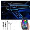 QAUBEN Auto illuminazione ambientale fibra ottica 64 colori musica suono attivo con APP controllo auto kit di illuminazione dell'atmosfera decorativa DC 12V 1W 3m
