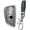 HIBEYO Custodia per Chiave Auto, Adatta per BMW Serie 1, 2, 3, 4, 5, 6, 7, F30, X1, X3, X4, X5, X6, Portachiavi per Auto, Colore Blu